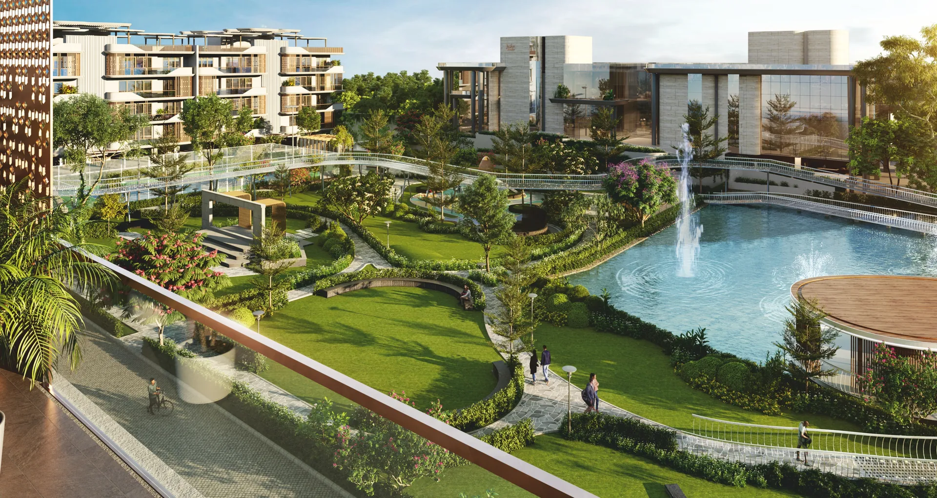 Landscaped water and residences at Jashn Golf Estate